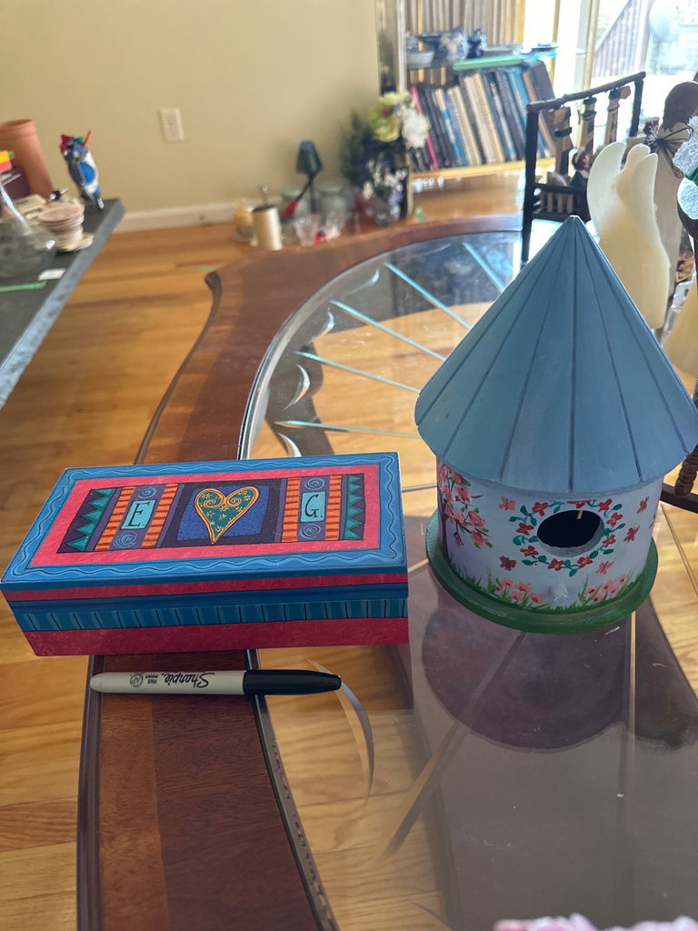 Hand painted trinket box, bird box, figurines, more  - image 3 of 10