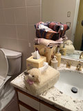 Lamb-shaped tissue box holder with bathroom accessories - thumbnail 1 of 6