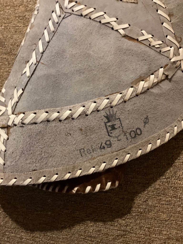 Round brown stitched pouf rug - image 2 of 2