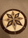 Round brown stitched pouf rug - thumbnail 1 of 2