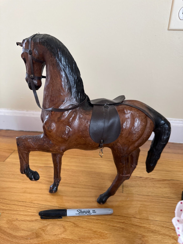 Leather Horse Figurine, Signed Carved Wood Eagle, More  - image 5 of 12