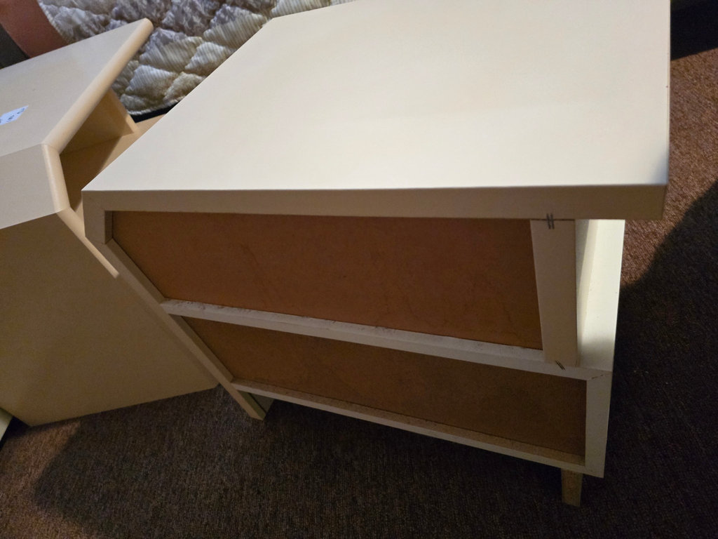 Pair of beige two-drawer nightstands - image 8 of 13