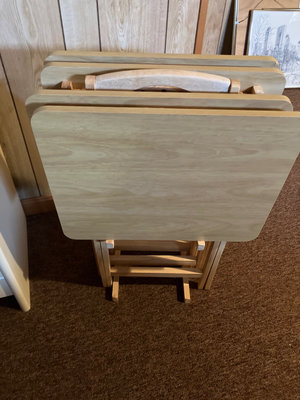 Wooden folding tables and tabletops - Image 1 of 7