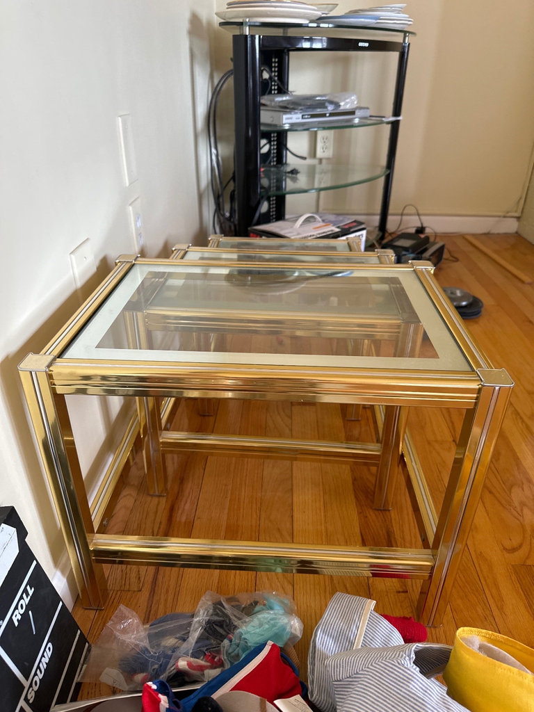 Brass and Glass Nesting End Tables - image 1 of 4