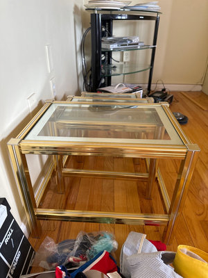 Brass and Glass Nesting End Tables - Image 1 of 4