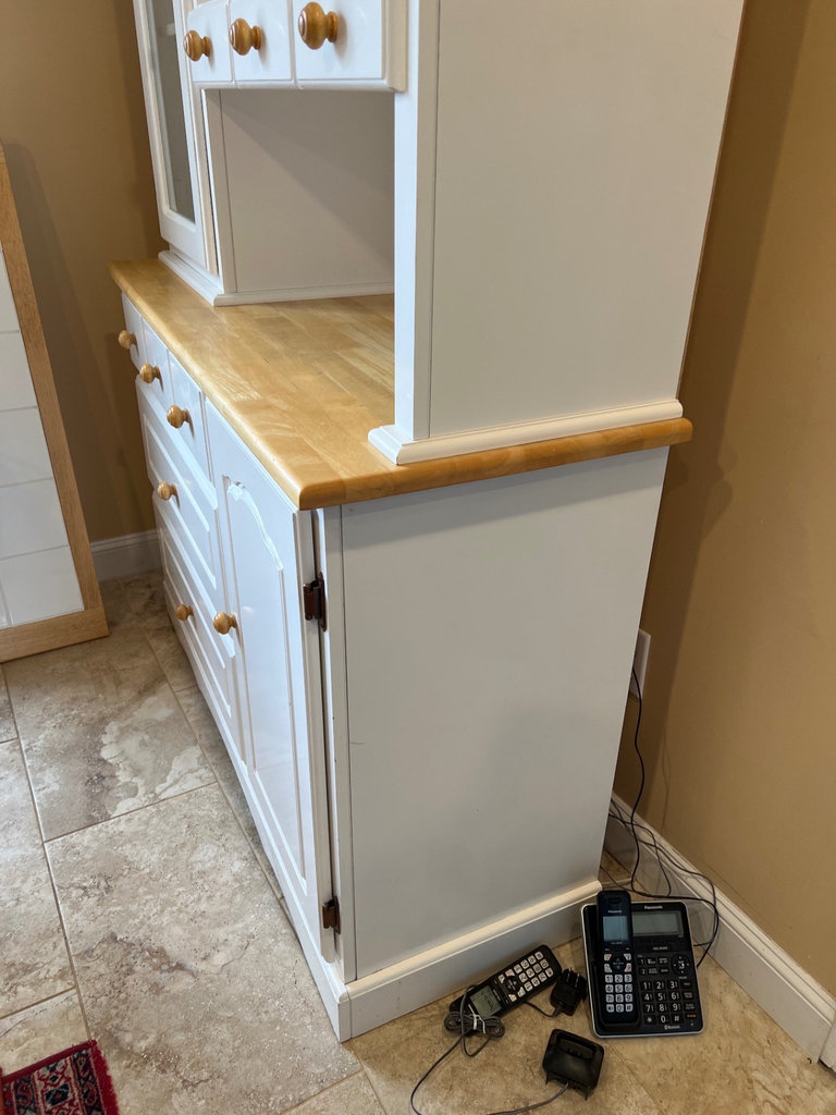 White wood hutch with glass display cabinet and drawers - image 2 of 4