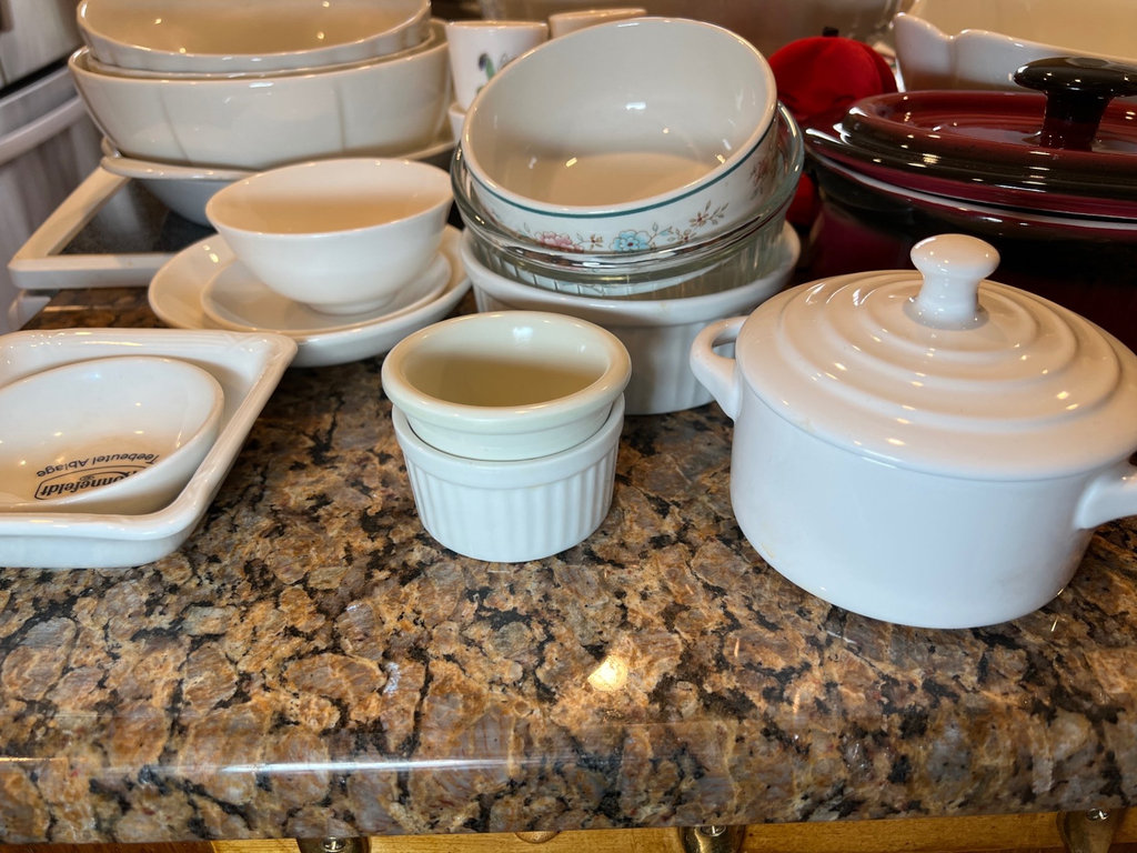 Assorted white ceramic kitchenware and cookware - image 1 of 8