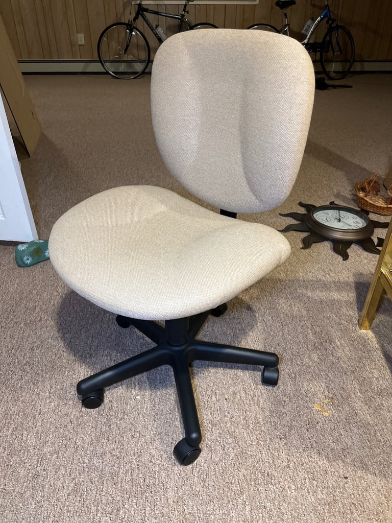 Beige fabric office chair with wheeled base - image 1 of 5