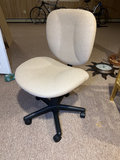 Beige fabric office chair with wheeled base - thumbnail 1 of 5