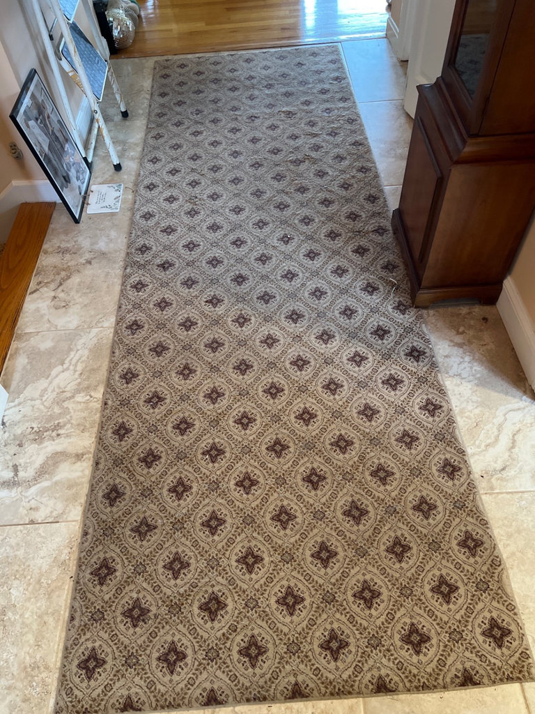 Beige patterned hallway runner rugs - image 5 of 8