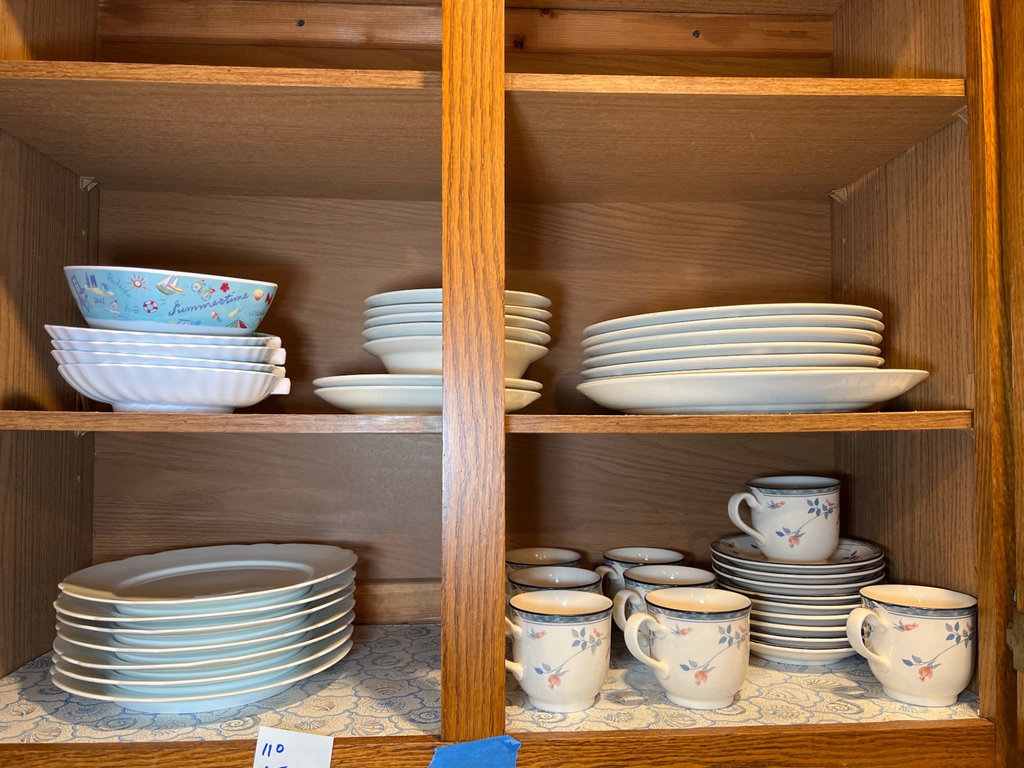 Noritake Ceramic dinnerware set with blue floral borders and more dishes - image 1 of 9
