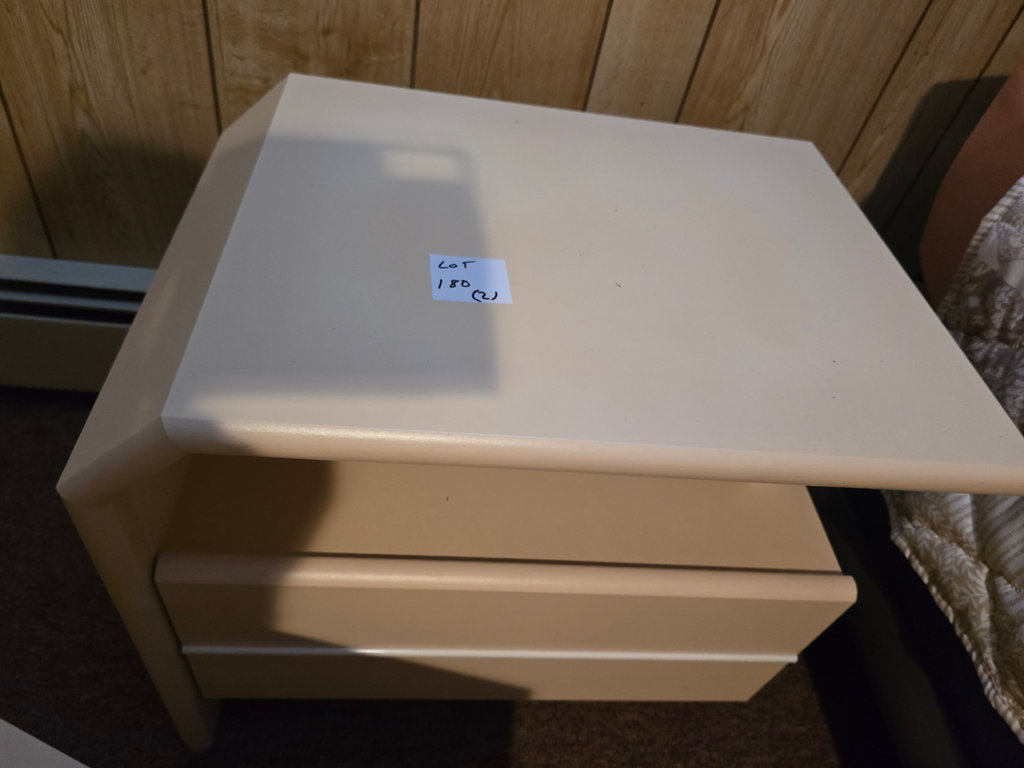 Pair of beige two-drawer nightstands - image 10 of 13