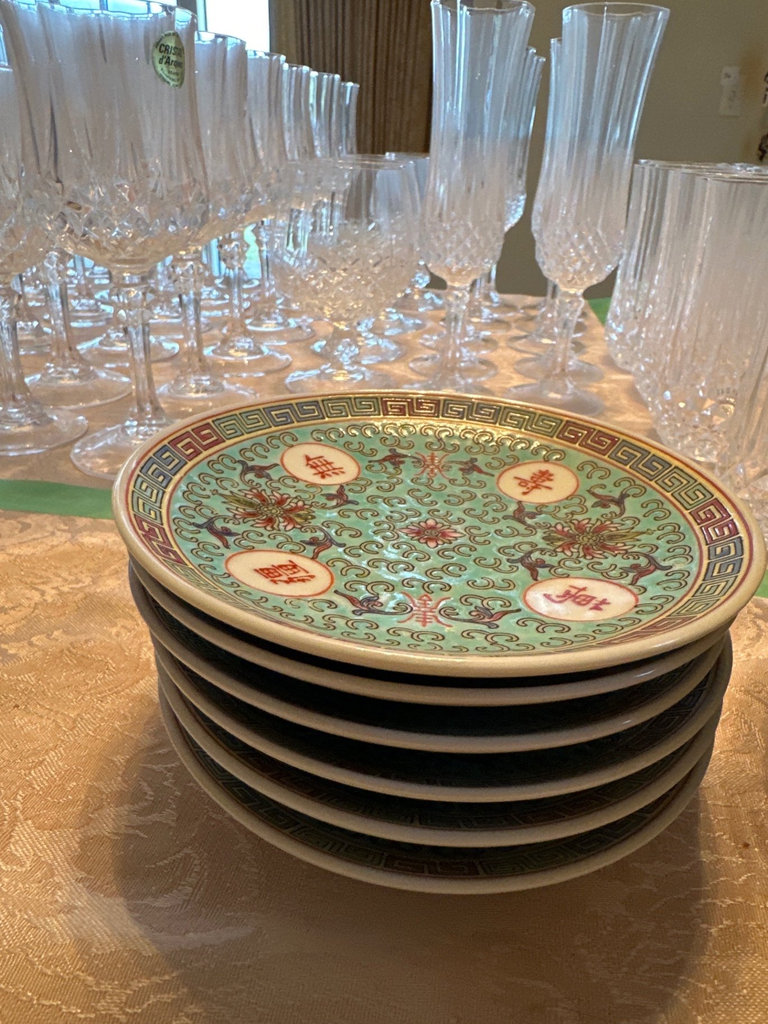 Turquoise Chinese porcelain teapot, bowls, and matching tableware set - image 3 of 14