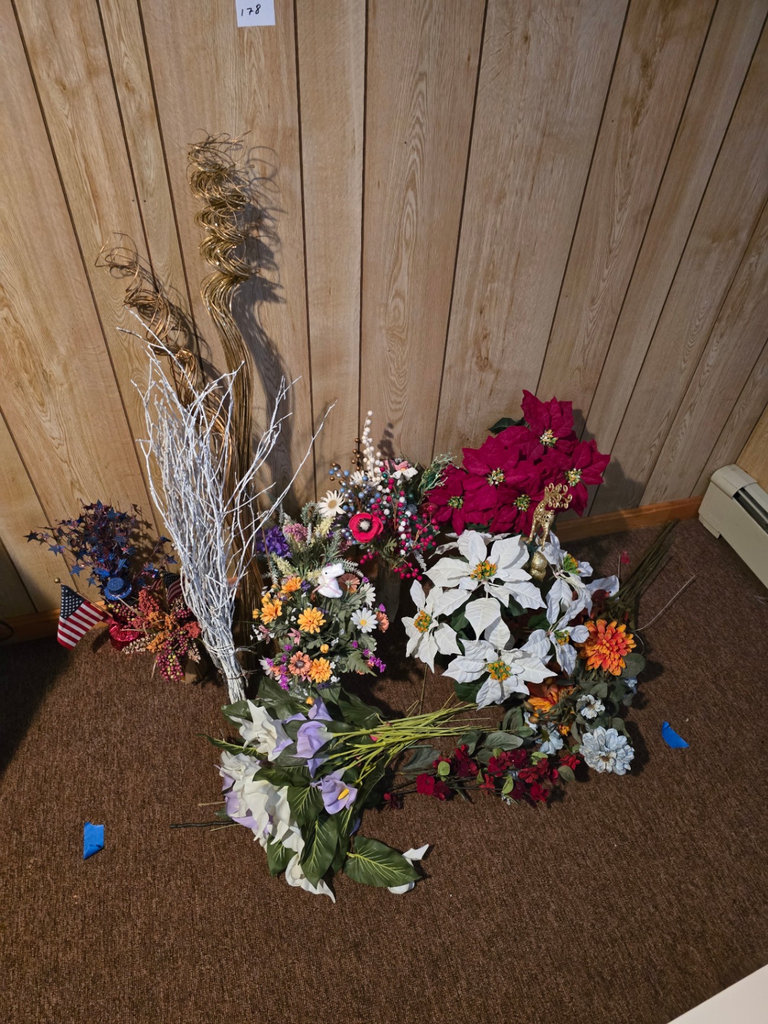 Assorted artificial floral arrangements with decorative vases - image 1 of 10