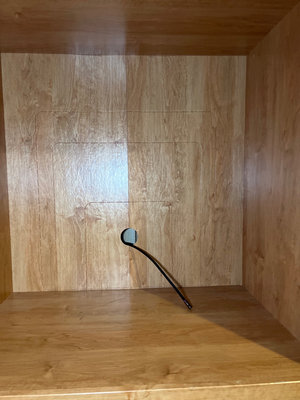 Wooden storage cabinet with glass doors and drawers - Image 1 of 5