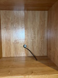 Wooden storage cabinet with glass doors and drawers - thumbnail 1 of 5