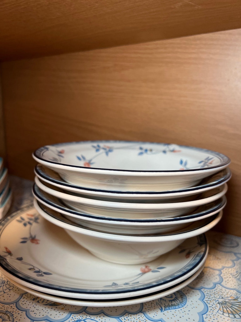 Noritake Ceramic dinnerware set with blue floral borders and more dishes - image 4 of 9