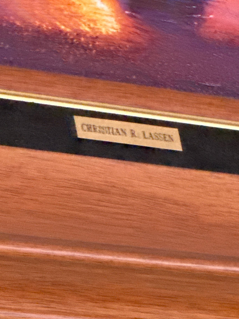 Framed Painting and display light, signed - image 9 of 11