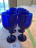 Eight cobalt blue wine glasses - thumbnail 1 of 2