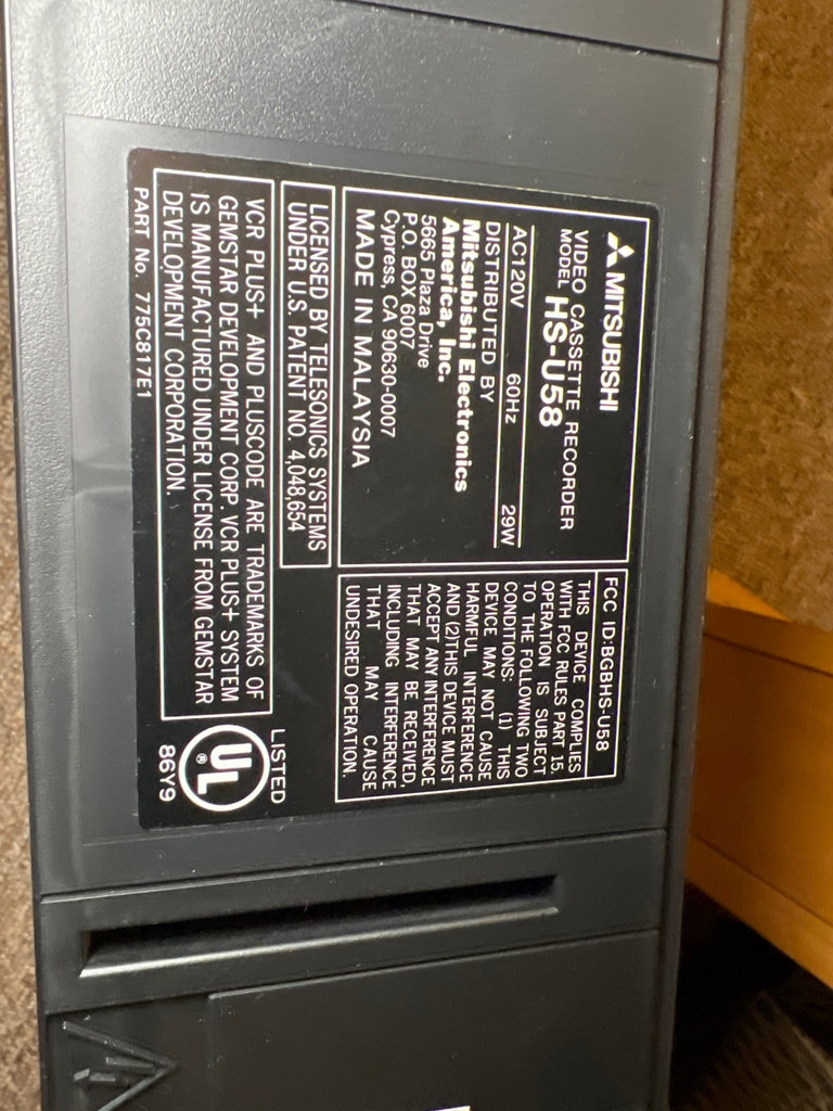 Mitsubishi HS-U58 VHS Video Cassette Recorder - image 4 of 5