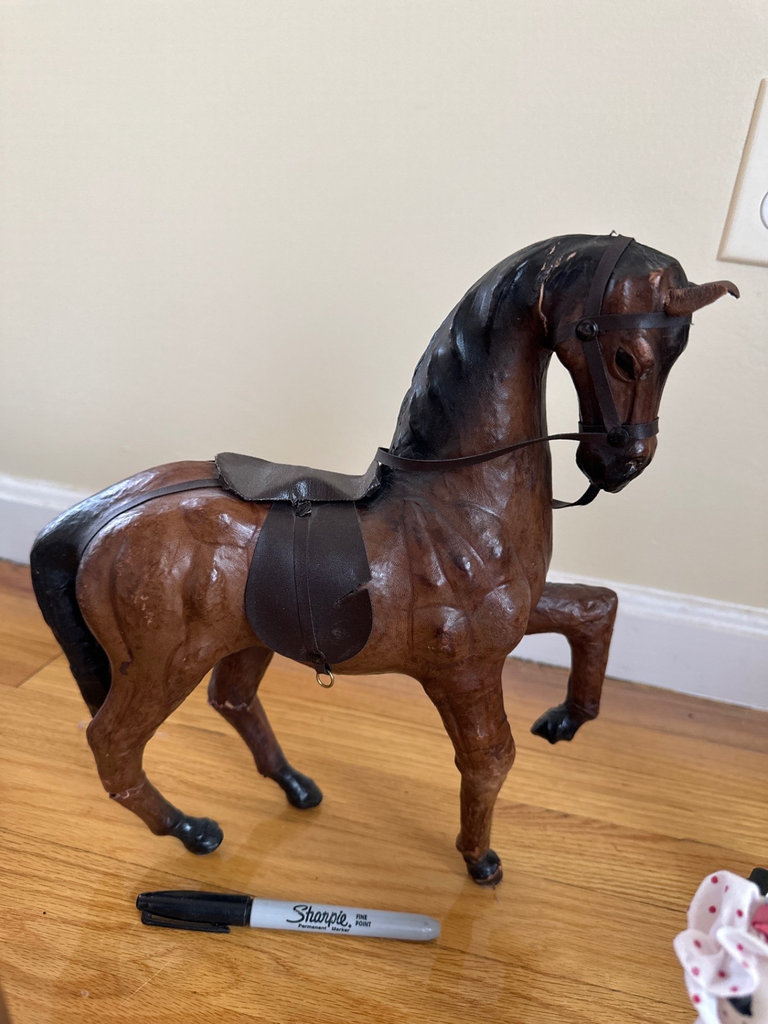 Leather Horse Figurine, Signed Carved Wood Eagle, More  - image 9 of 12