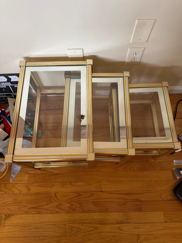 Brass and Glass Nesting End Tables - image 3 of 4