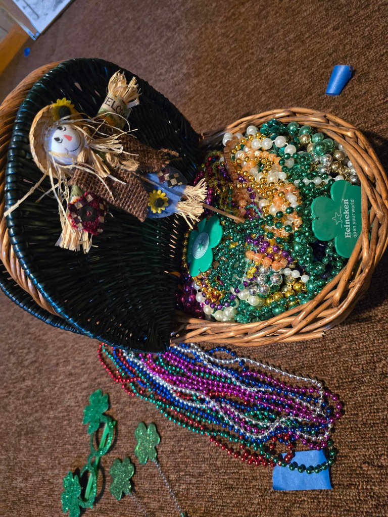 Basket with Beaded Necklaces and Shamrock Accessories - image 3 of 11
