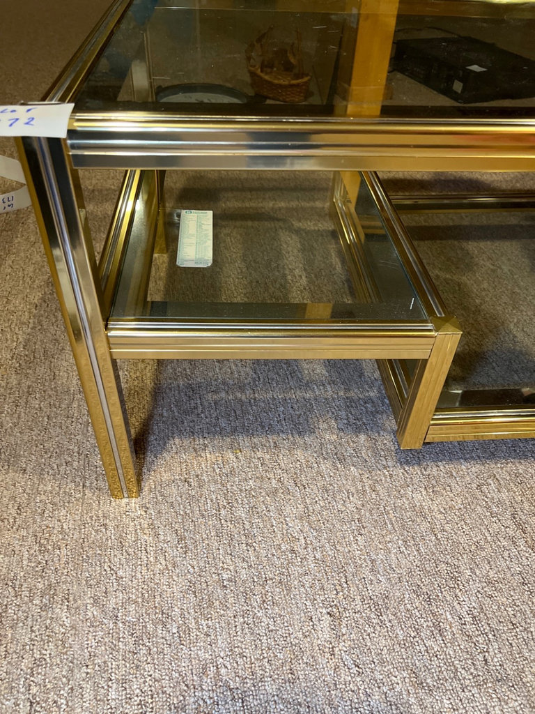 Brass and glass two-tier coffee table - image 3 of 4