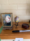 Asian metal figurines, ceramic urn, decorative eggs - thumbnail 3 of 9