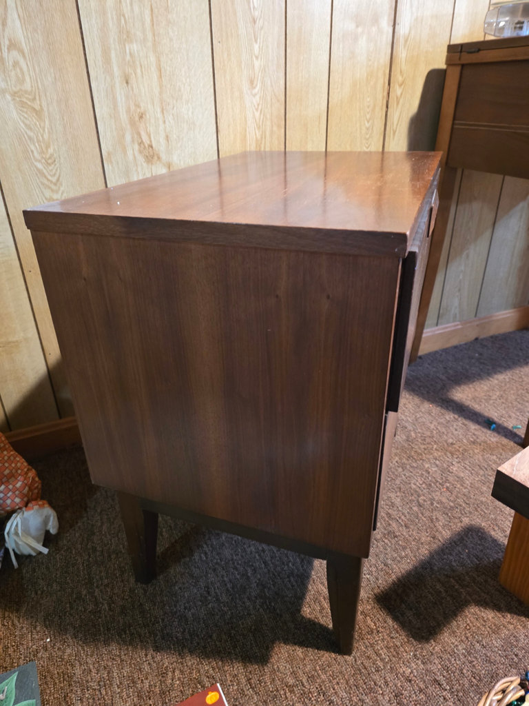 Two-drawer mid-century wooden nightstand - image 6 of 7