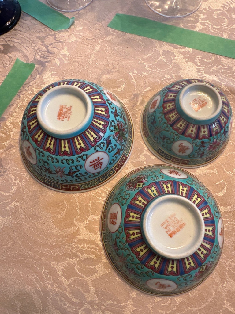 Turquoise Chinese porcelain teapot, bowls, and matching tableware set - image 6 of 14