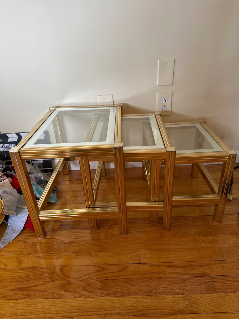 Brass and Glass Nesting End Tables - image 2 of 4