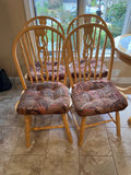 Set of four wooden dining chairs with upholstered seats covers - thumbnail 1 of 3
