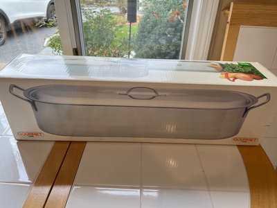 Stainless steel fish poacher set with lid and rack (62 cm) - Image 1 of 3