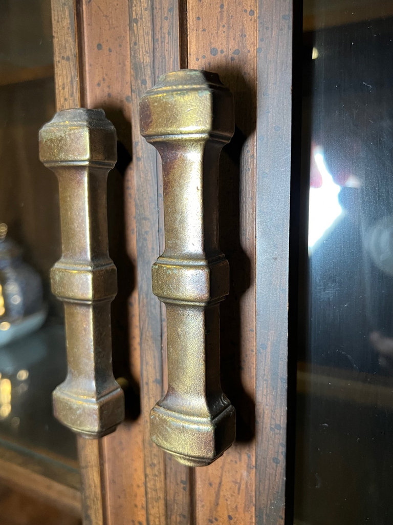 Dark Wood China Cabinet with Glass-Front Display and Paneled Base - image 5 of 12