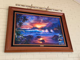 Framed Painting and display light, signed - thumbnail 1 of 11