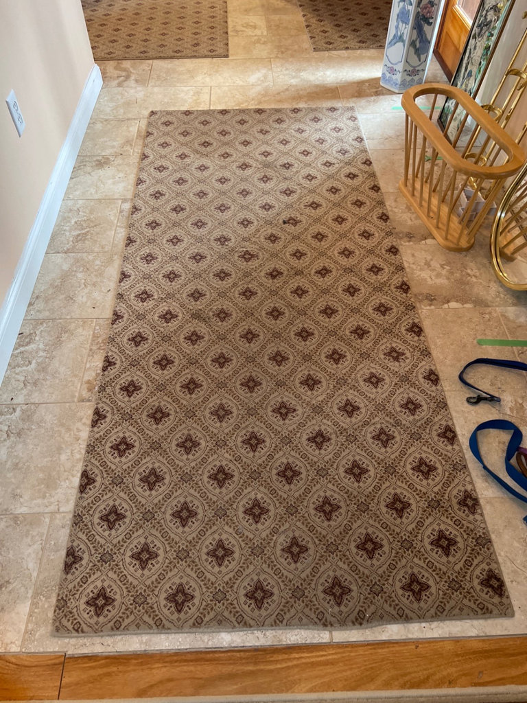 Beige patterned hallway runner rugs - image 3 of 8