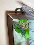 Stained painted glass panel with birds on a birch tree - thumbnail 5 of 5