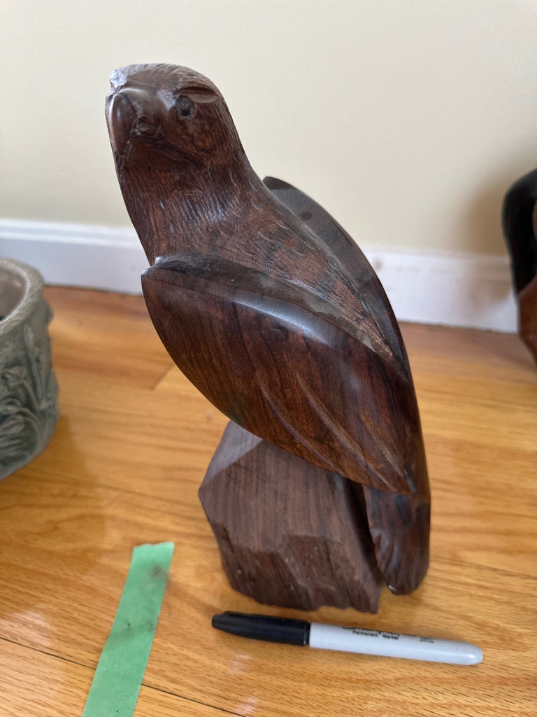 Leather Horse Figurine, Signed Carved Wood Eagle, More  - image 6 of 12