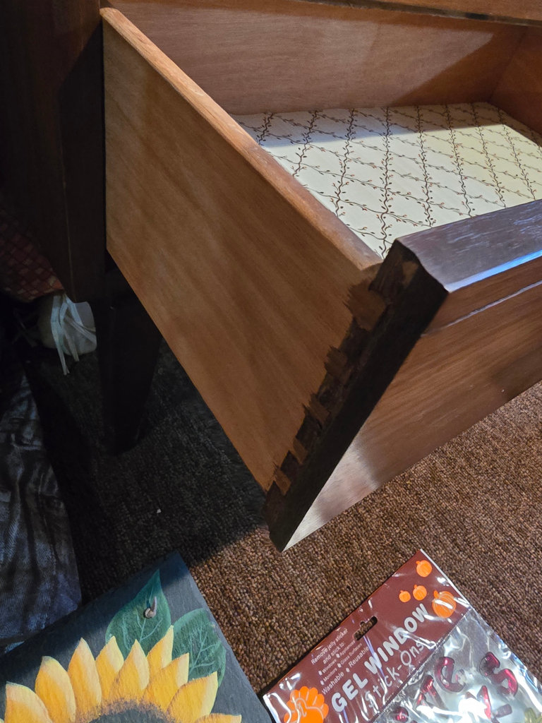 Two-drawer mid-century wooden nightstand - image 3 of 7