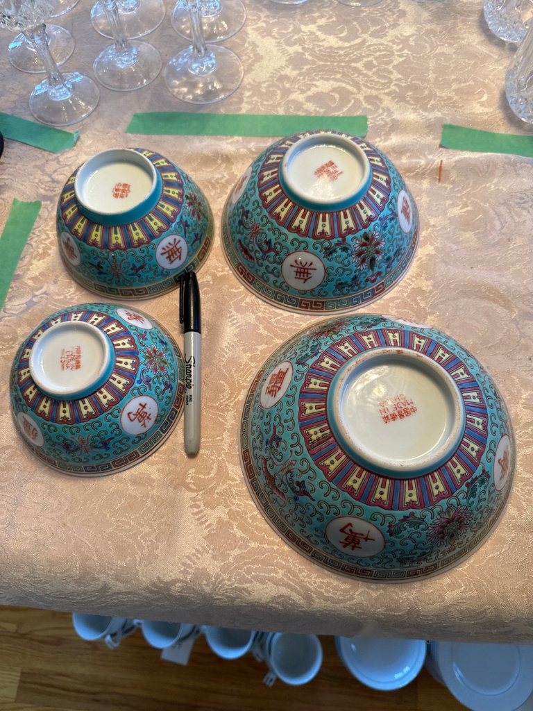 Turquoise Chinese porcelain teapot, bowls, and matching tableware set - image 4 of 14