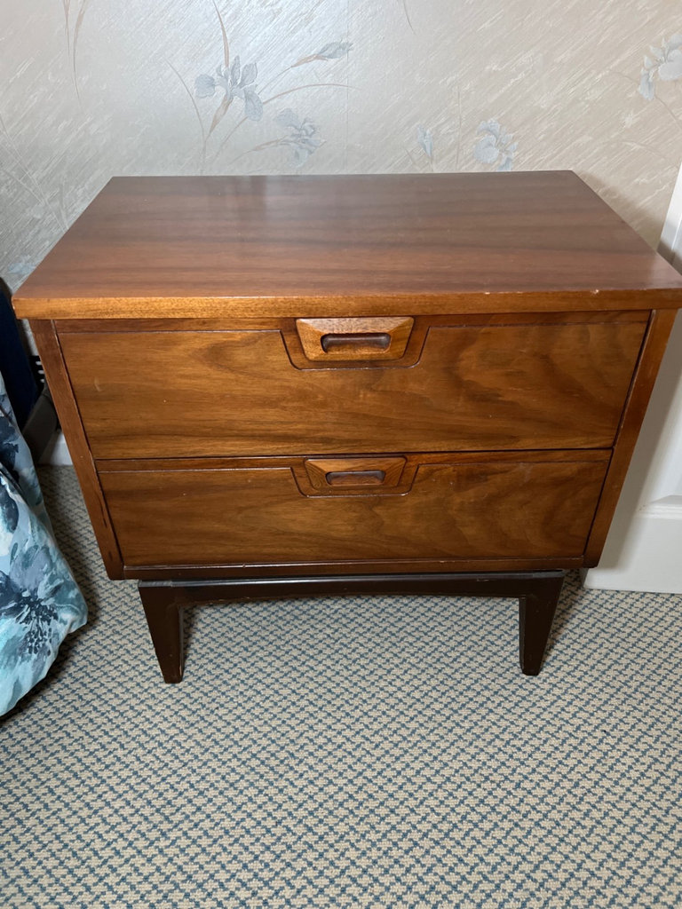 MCM Two-drawer wooden nightstand with recessed handles - image 1 of 4