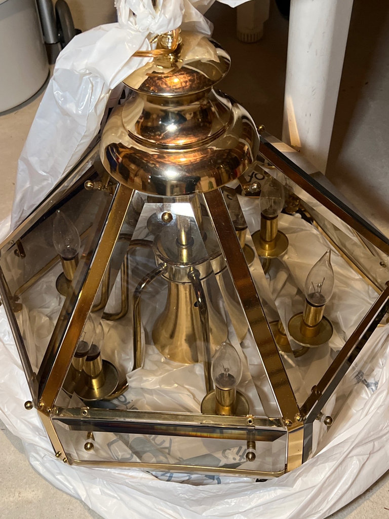 Brass and Glass Chandeliers with Wiring and Hardware - image 3 of 8