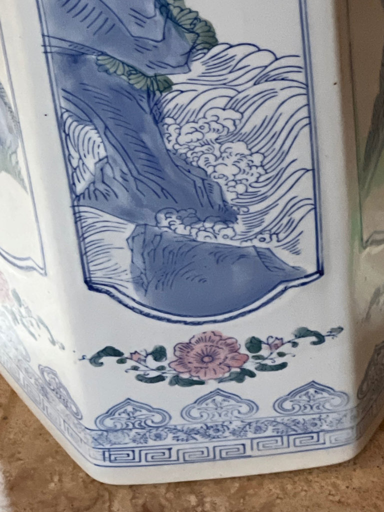 Blue-and-white porcelain umbrella stand with three umbrellas - image 3 of 5