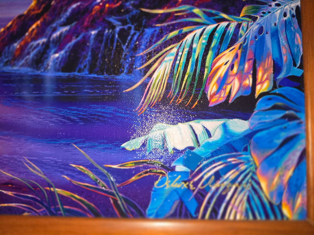 Framed Painting and display light, signed - image 6 of 11