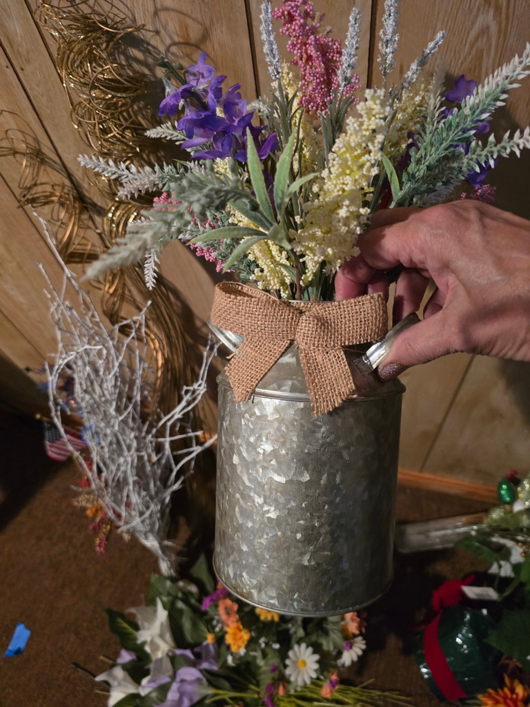 Assorted artificial floral arrangements with decorative vases - image 8 of 10