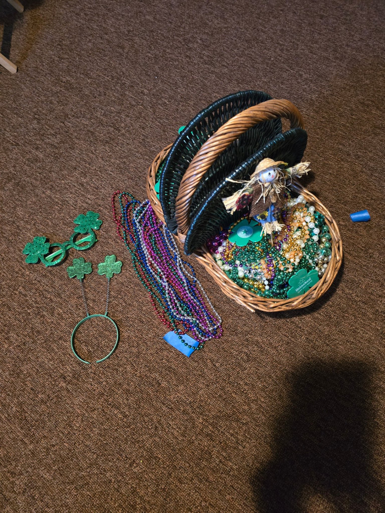Basket with Beaded Necklaces and Shamrock Accessories - image 1 of 11