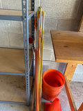 Marker poles with reflectors, traffic cone, and bucket - thumbnail 1 of 4