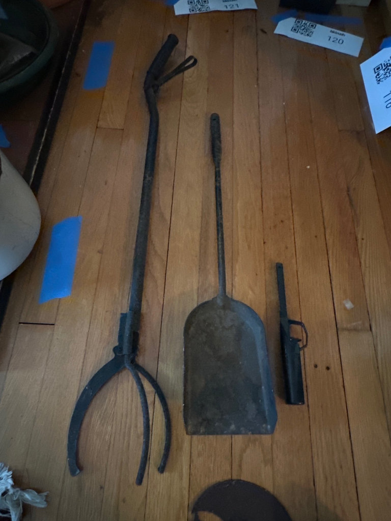 Metal Fireplace tools and crescent moon yard stake - image 3 of 4