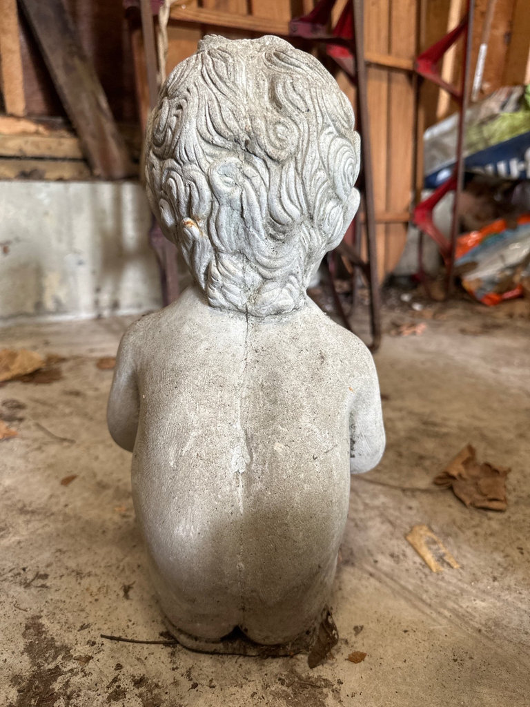 Concrete statue holding a bird - image 4 of 5